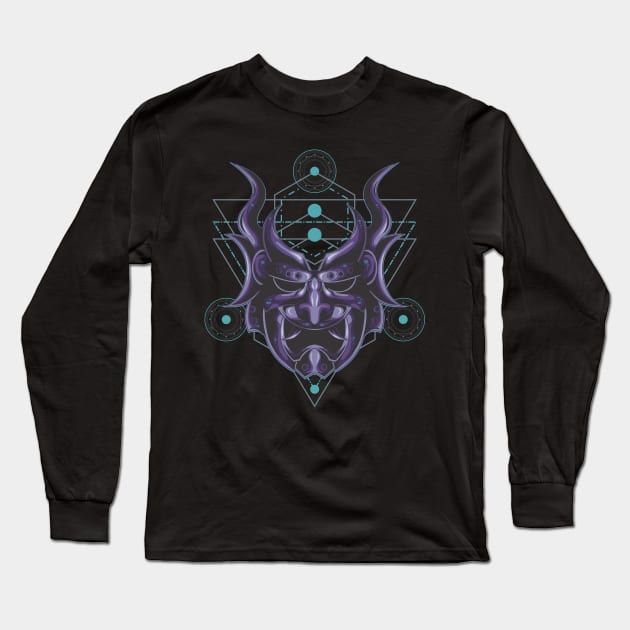 DEMON MASK SACRED GEOMETRY Long Sleeve T-Shirt by sugiartoss_